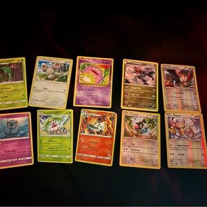 Pokemon Trading Cards - Green, Purple, Red, Blue, Yellow